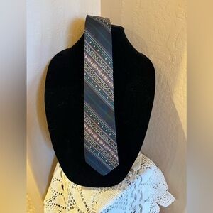 Authentic Fendi Roma Striped Design Hand Made 100% Silk Necktie Tie